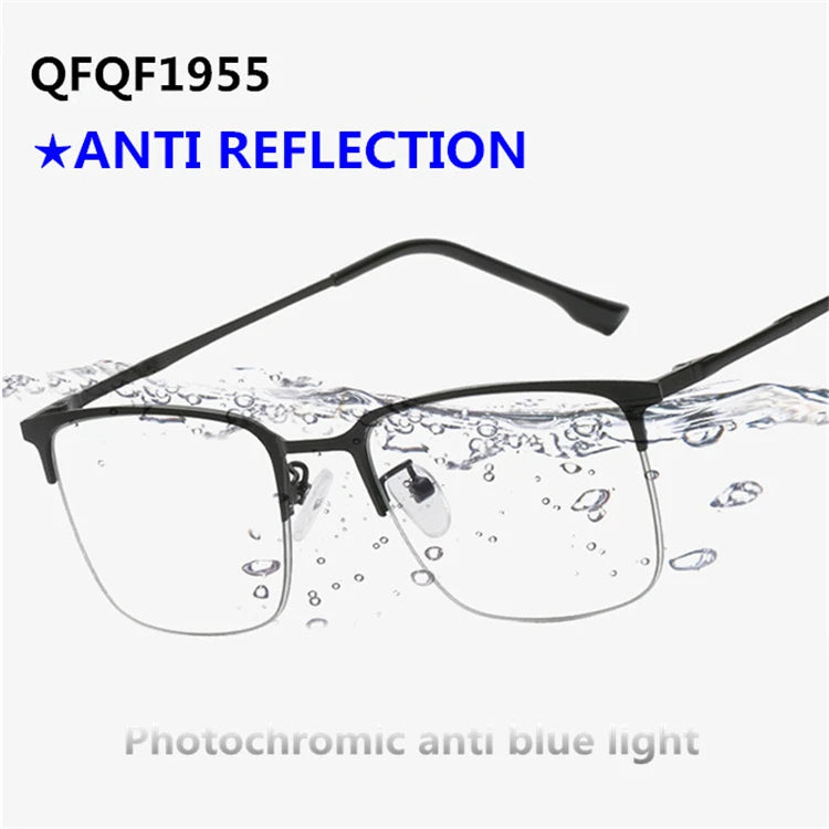 Qingqing Photochromic Half Frame Eyeglasses Blue/Black Unisex 19