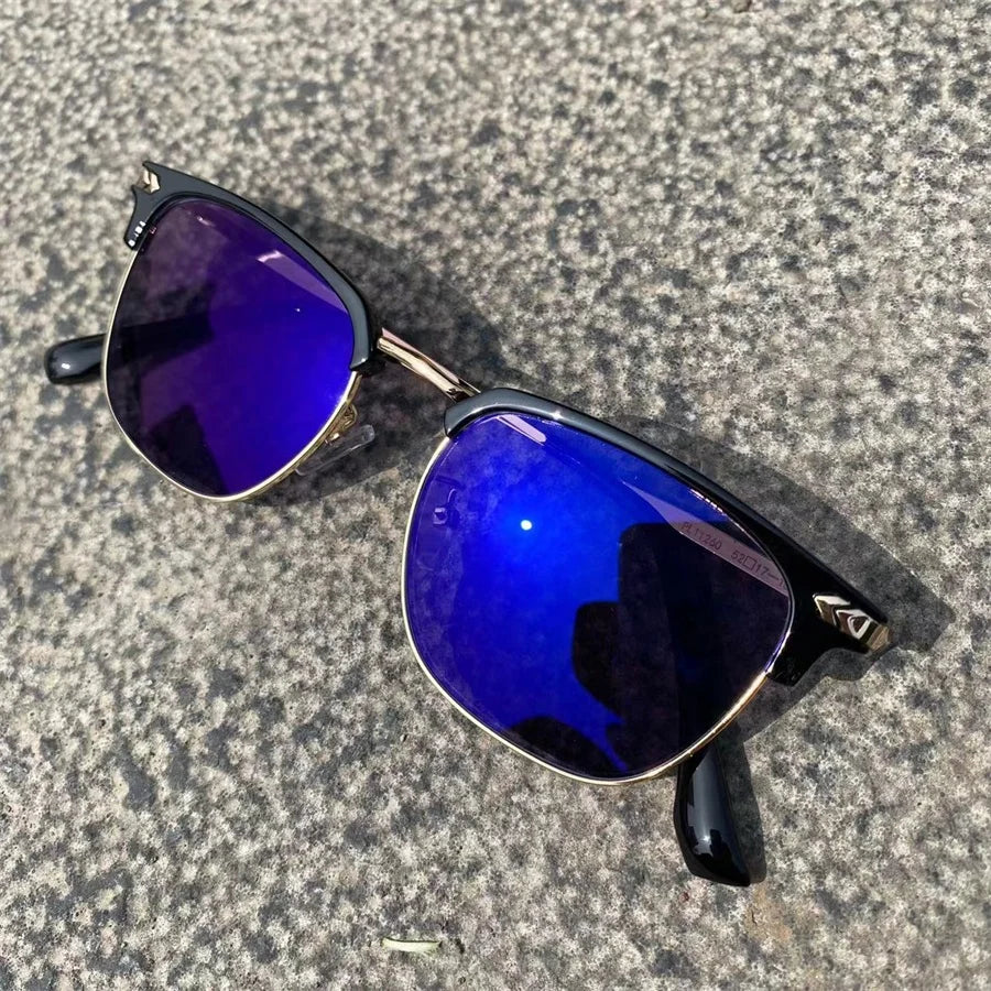 Qingqing Photochromic Half Frame Eyeglasses Blue/Black Unisex 2