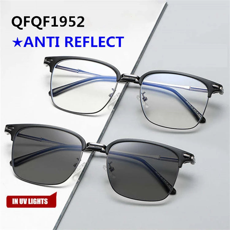 Qingqing Photochromic Half Frame Eyeglasses Blue/Black Unisex 20