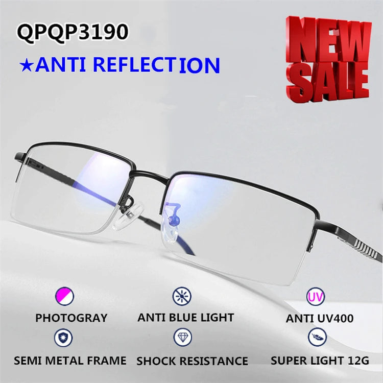 Qingqing Photochromic Half Frame Eyeglasses Blue/Black Unisex 21