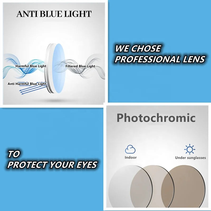 Qingqing Photochromic Half Frame Eyeglasses Blue/Black Unisex 4