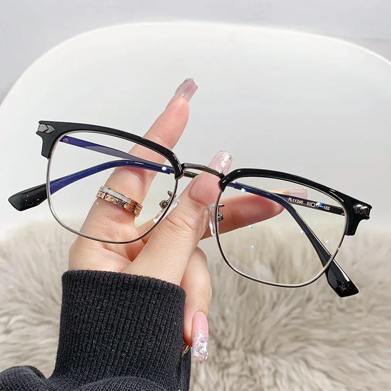 Qingqing Photochromic Half Frame Eyeglasses Blue/Black Unisex 7