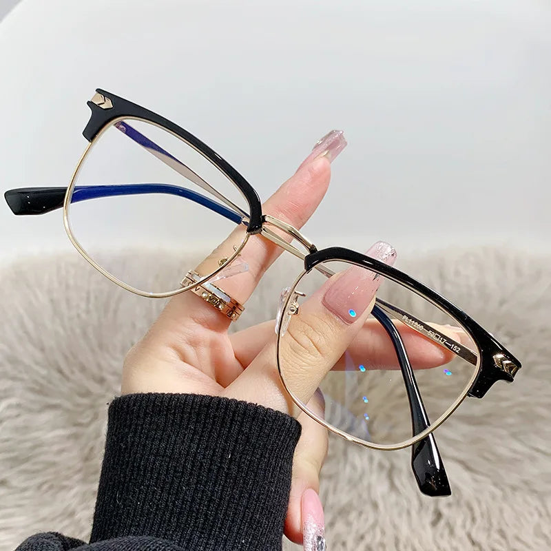 Qingqing Photochromic Half Frame Eyeglasses Blue/Black Unisex 8