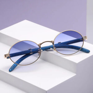 Retro Oval UV400 Sunglasses for Men & Women - Small Frame, Gold