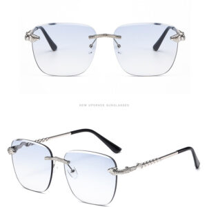 Square Rimless Metal Sunglasses Women
