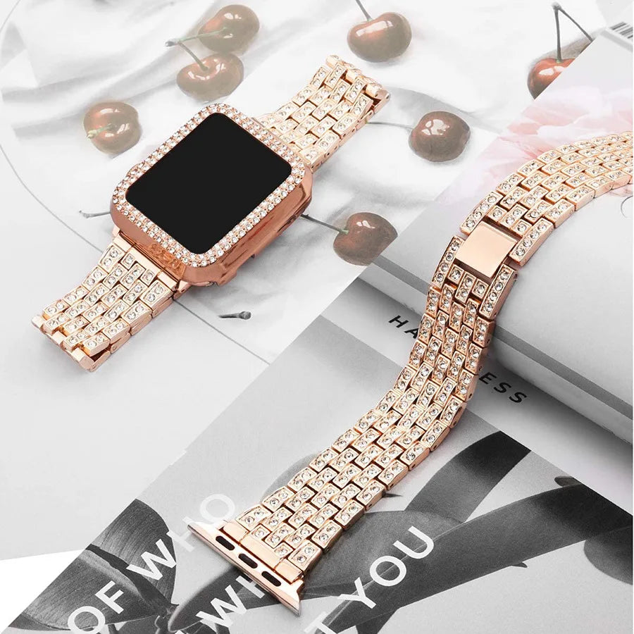 Women's Diamond Chain Watch Band for Apple Watch 40-45mm Series 6-8 3