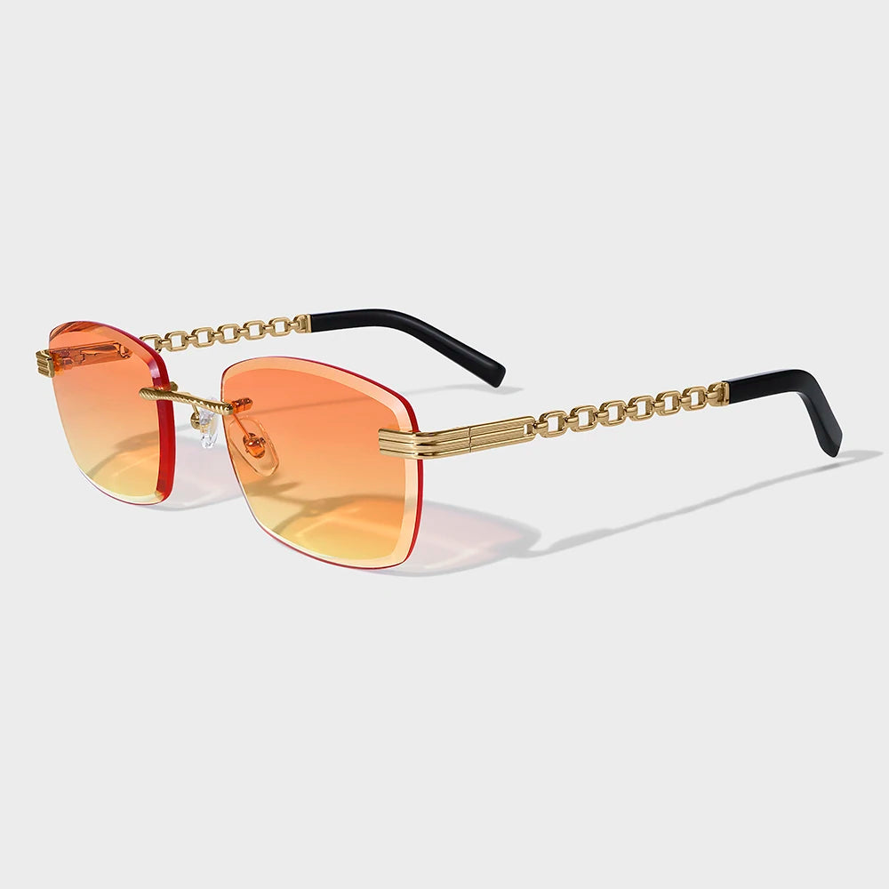 Yeetian Vintage UV400 Gold Rimless Sunglasses for Men & Women 1